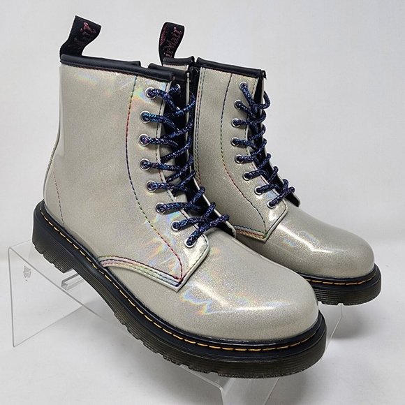 Dr Martens Boots Junior 4 Gliiter Mettalic 1460 J Lace Up Unisex Zipper Shoes